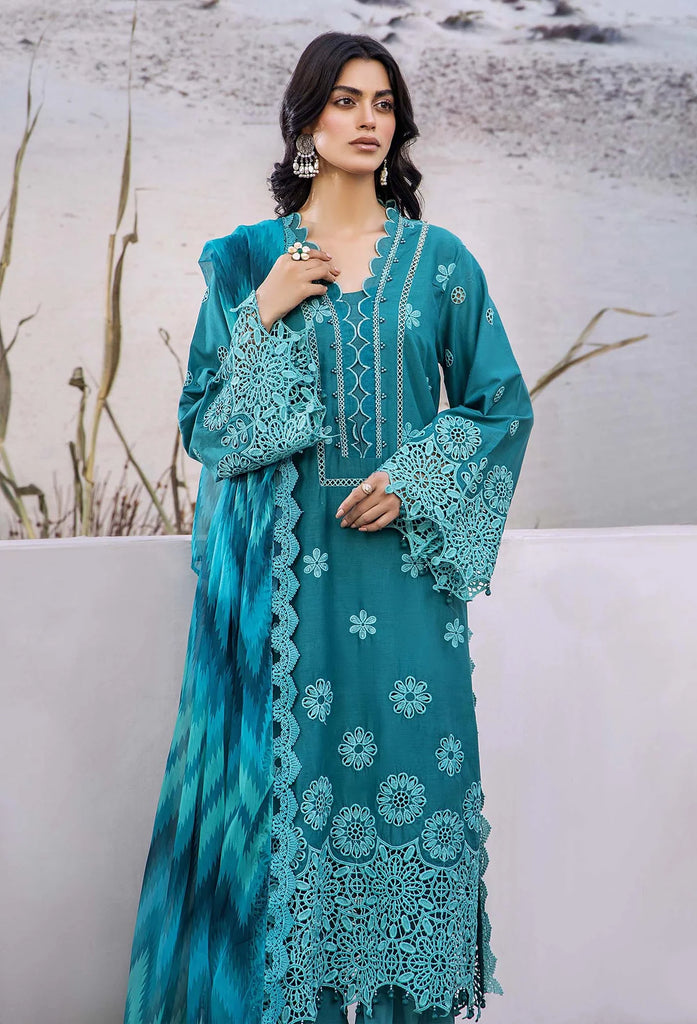 Adan’s Libas Lasserkari unstitched lawn suits 2025 - 3907