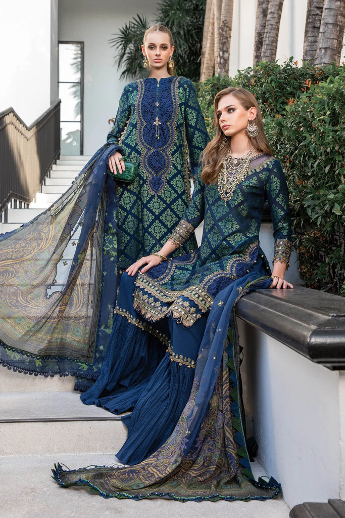 Maria B Luxury Lawn Suits Eid Edition 2023 EL 23 08 Blue FashionistAmna