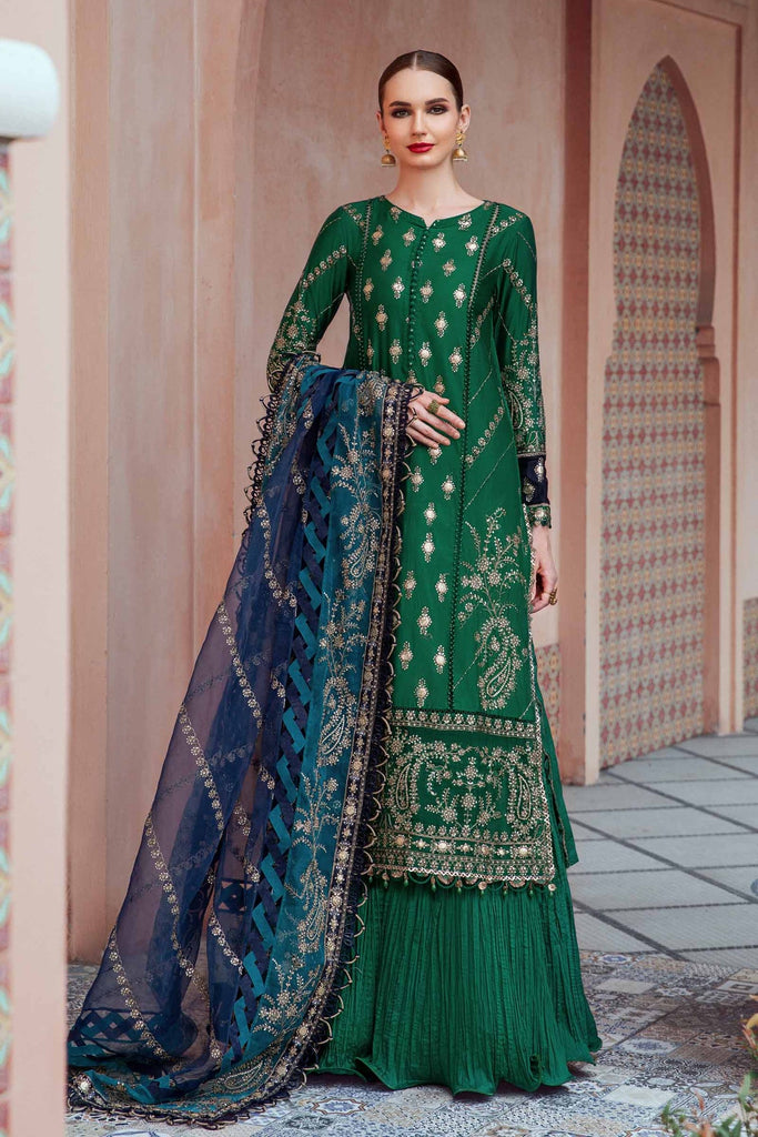 MARIA B Sateen Fall Suits :  2023 | Emerald Green CST-711